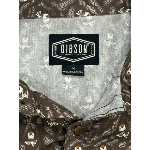 Vtg Gibson Trading Co Long Sleeve Shirt Men's Sz M Western Pearl Snap Brown - Picture 5 of 5